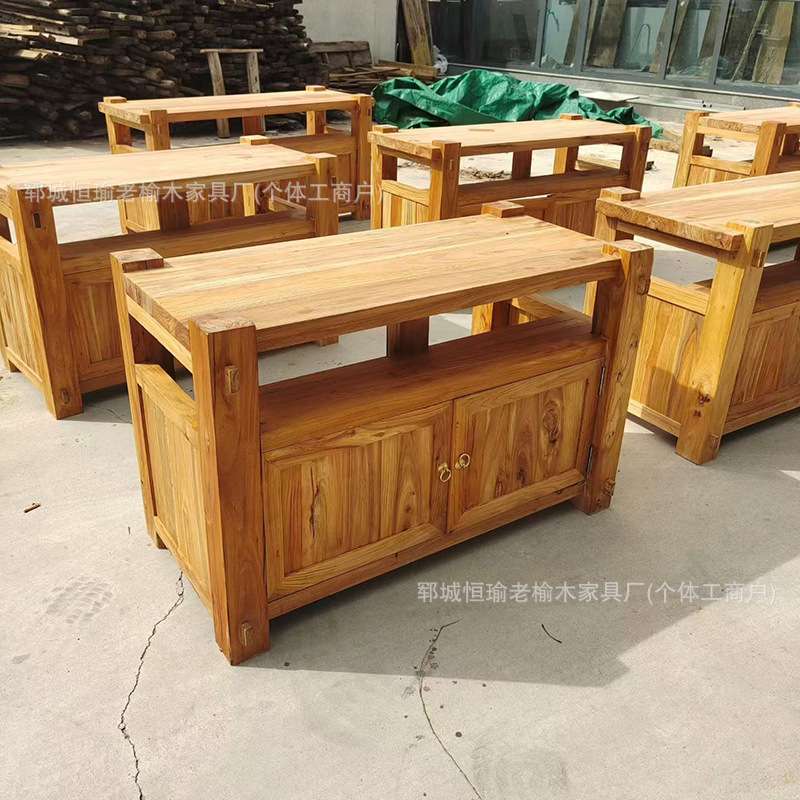 老榆木实木餐边柜多功能储藏柜客厅卧室收纳柜新中式抽屉茶水边柜