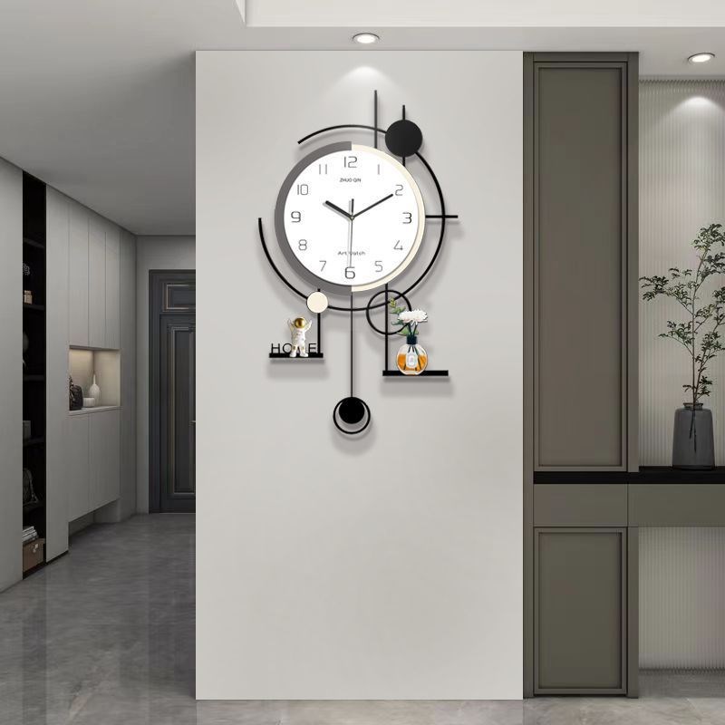 22N2b024新款自动对时现代挂钟轻奢客厅简约挂墙时钟家用电波钟表