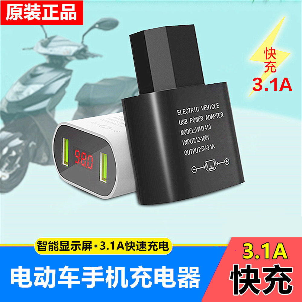 电动车手机d充电器usb转换器插头12v48v60v72伏100V通用车载充电
