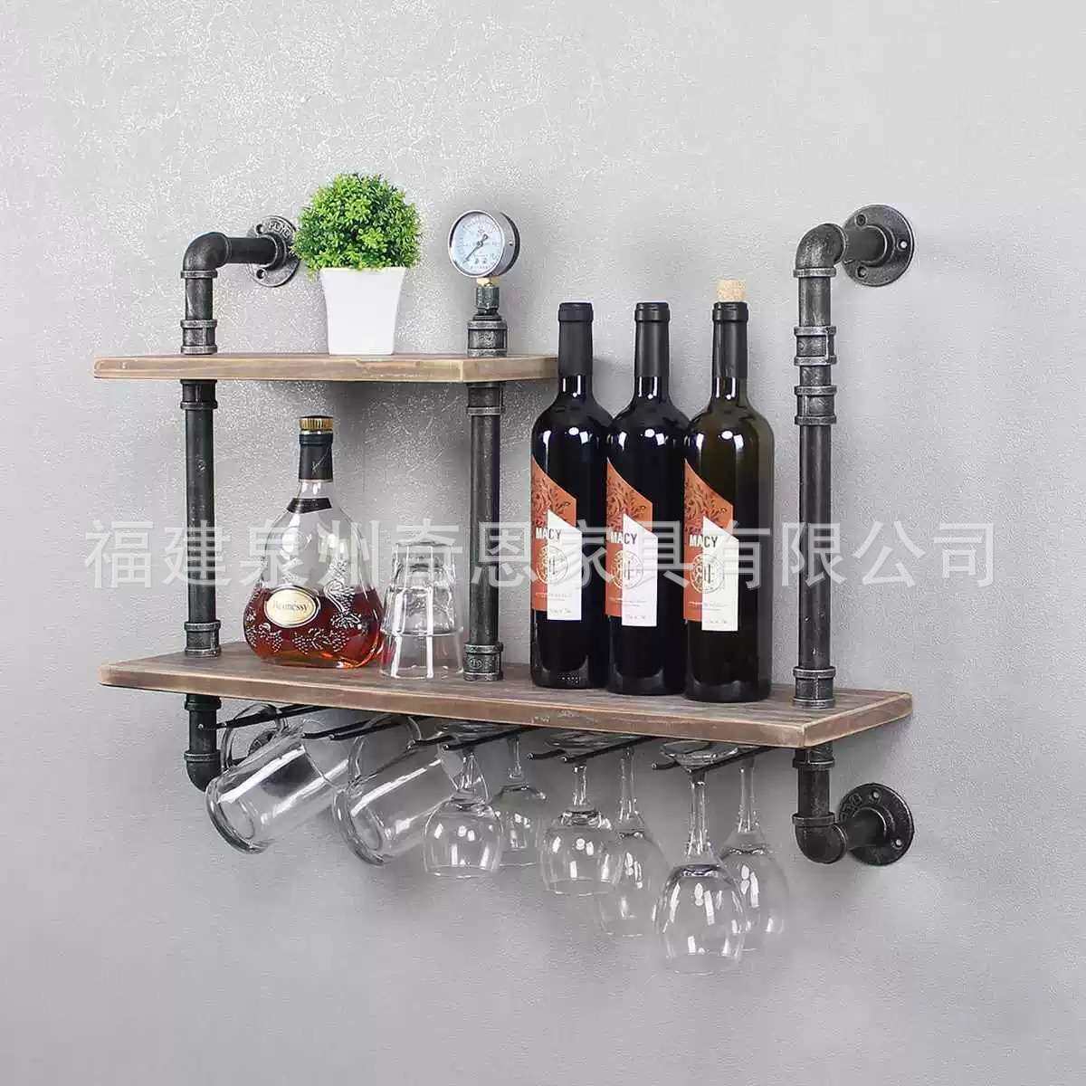 美式简约工业风铁艺水管书架实木墙上置物架隔板壁挂落地式层架