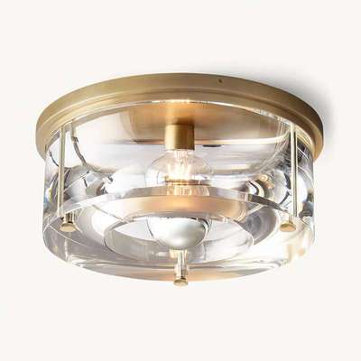 亚马逊美式玻璃吸顶灯 Savile 圆形嵌入式金色装饰复古灯丝灯泡