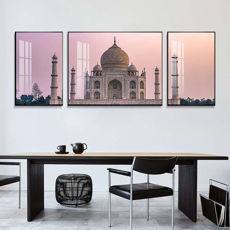 北欧摩洛哥风格沙发挂画三联套装客厅餐厅壁画阿布扎比建筑装饰画