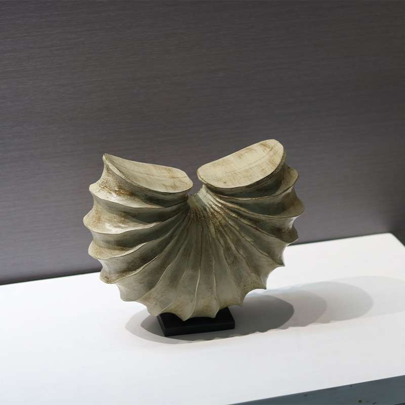 简约现代软装饰品轻奢几何海螺树脂摆件样板房间售楼处电视柜艺术