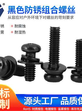 M2x6→2x12黑色防锈组合螺丝GB9074.8不锈钢高盐雾螺丝  深宇五金