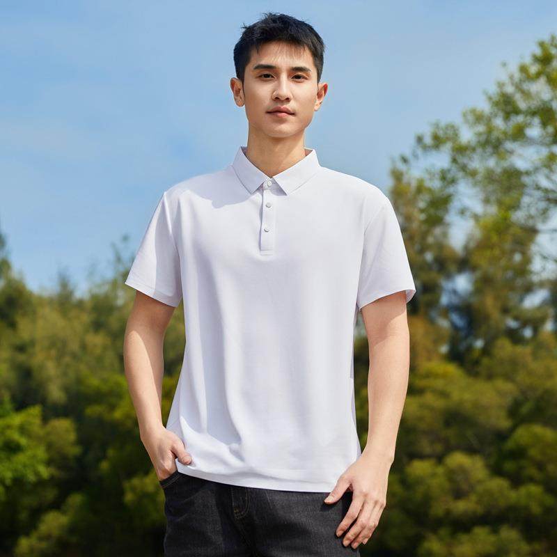 某白T冷感T恤短袖男白色高端商务速干排汗透气宽松冰丝翻领POLO衫
