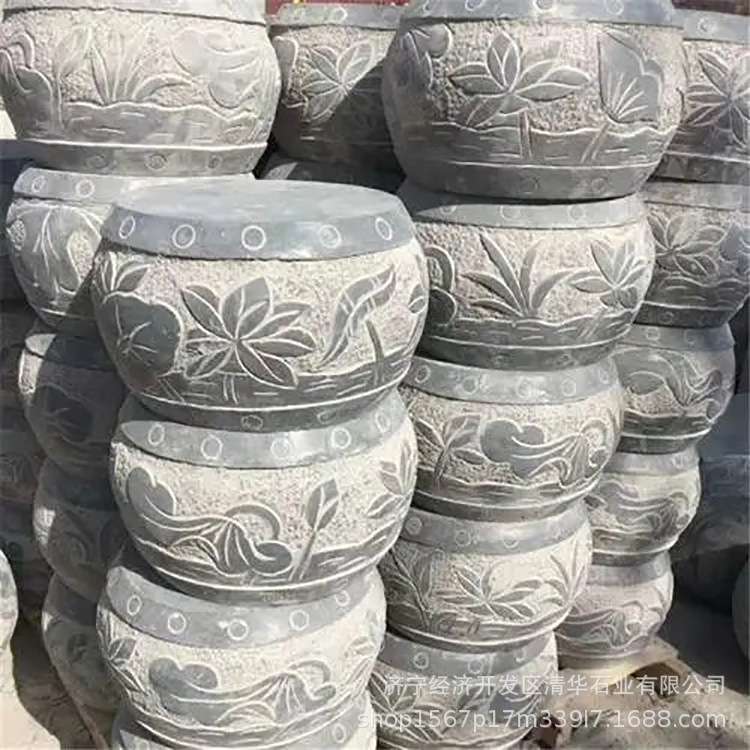 青石柱墩空心仿古石头墩柱础石柱脚石柱石墩基石石雕柱顶石柱墩