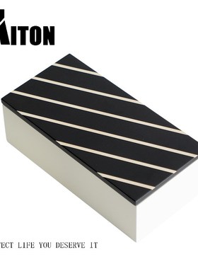 北欧现代轻e奢木质创意首饰盒装饰摆件样板房卧室黑色纹理收纳摆