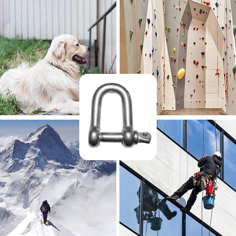 304不锈钢D型卸扣链条拖车扣DU型起重扣G马蹄环插销D环M8承重500K