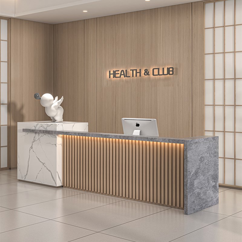 烤漆吧台桌现g代中式公司前台接待台酒店咨询柜台美容院收银台定