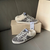 韩版 潮星星做旧平底休闲板鞋 内增高情侣款 亮片毛拖2025新款 小脏鞋