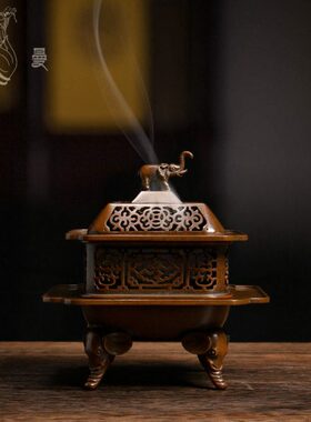 名铜炉家庆松紫收藏佛苏工铜堂礼复古胡庆松制熏炉熏香太平有象