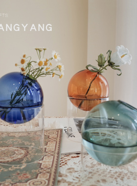 网红宝蓝色摆件i轻奢现代简约家居饰品家装白色客厅插花艺干花花