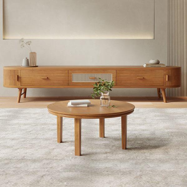 日式实木茶几电视柜组合原木樱桃木侘寂风北欧简约现代悬浮电视柜,住宅家具,茶几,淘宝优惠券,粉丝福利购,淘宝优惠卷