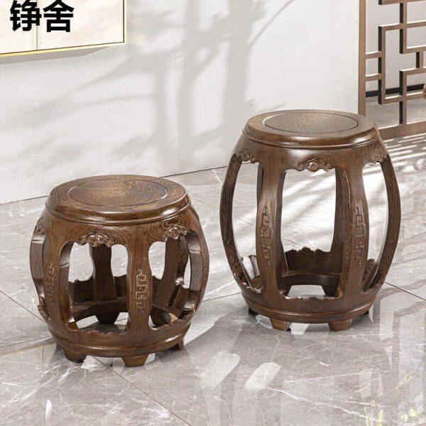 鼓凳子鸡翅换鞋凳实木镶仿古木圆凳中式红木贝壳小方凳琴凳古筝凳
