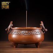 铜香炉德炉三足龙铺紫三薰炉家用宣螭匠足礼佛香铜耳炉铁
