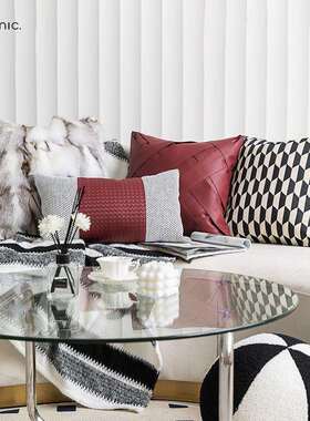 现代简约轻奢红色系沙发抱枕组合样板房软装搭配靠枕靠垫方枕腰枕