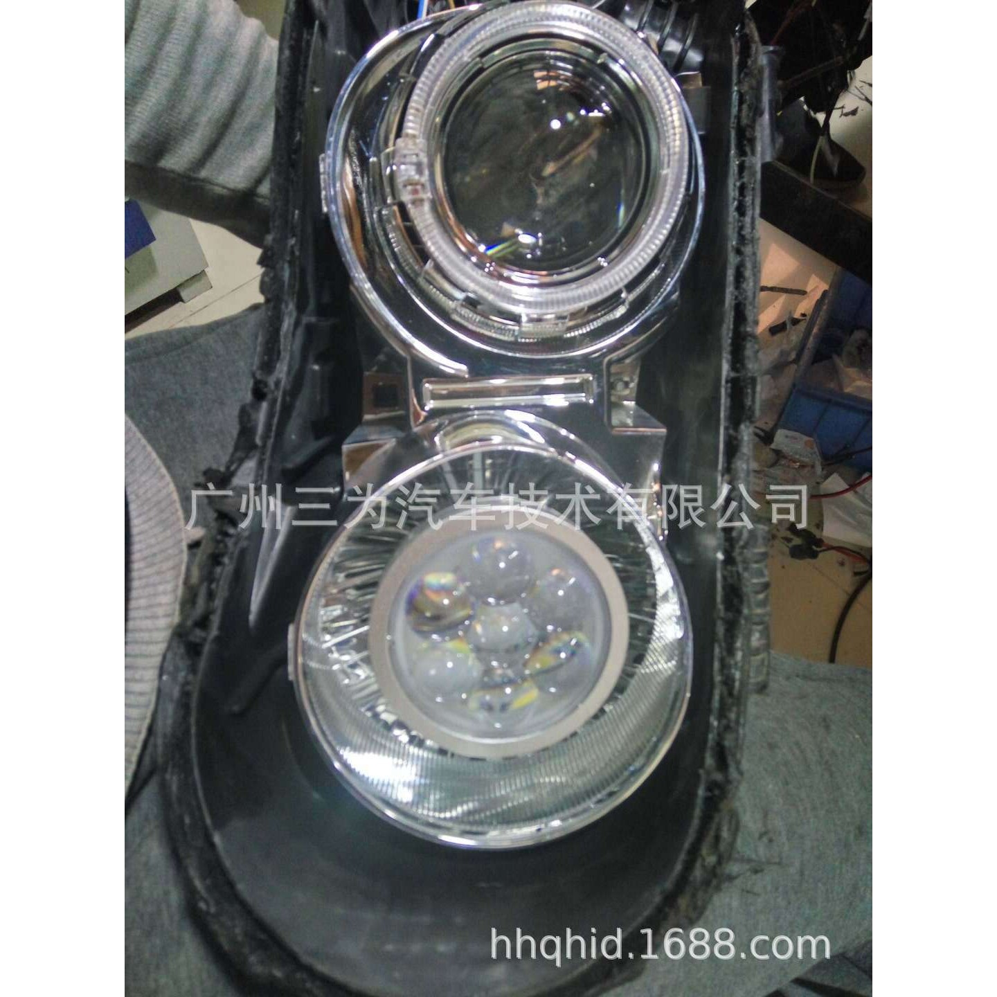 3寸LED透镜单远光7颗灯珠21W带天使眼led汽车大灯 LED远光炮雾灯