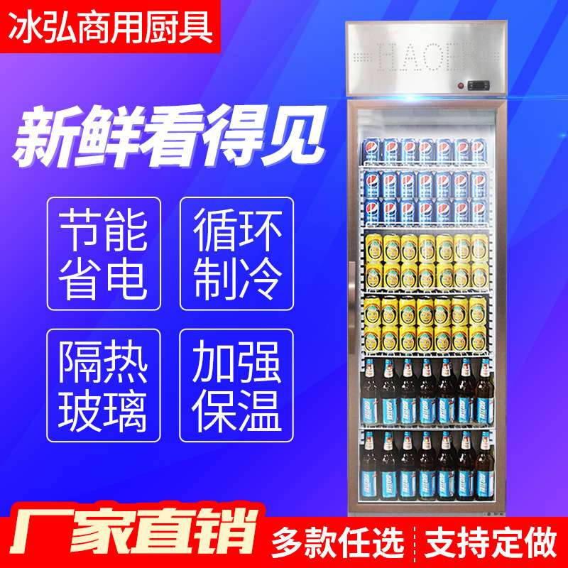 单门啤酒柜 保鲜冰箱立式冰柜直冷 商用便利店啤酒柜冷藏展示柜