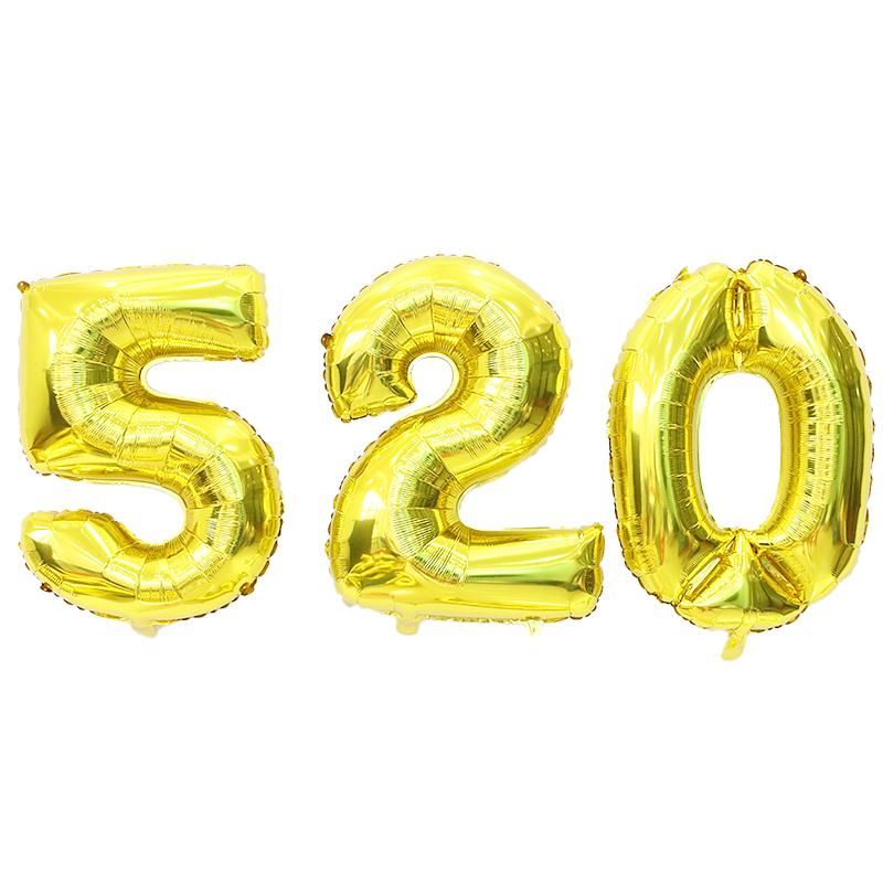 16寸铝膜小数字0-9金银色小号数字气球生日布R铝膜小数字气球装饰