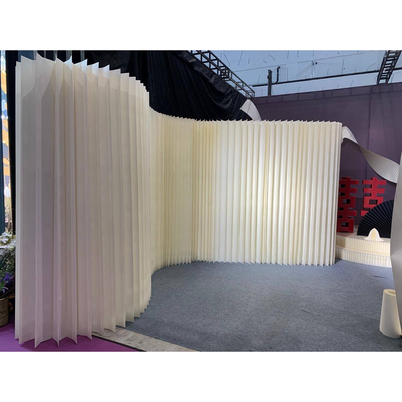 纸质拉伸折叠服装店直播间屏风背景隔断纸墙轻奢极简约风空间造型
