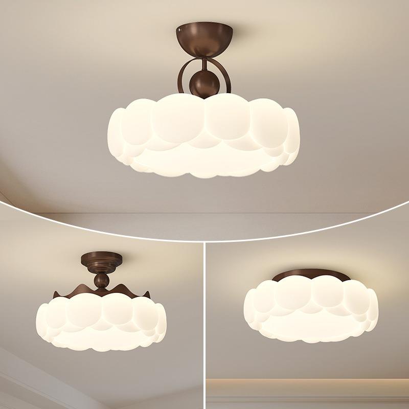 卧室灯中古风吸顶灯简约创意设计儿童房圆形护眼奶油风主卧房间灯