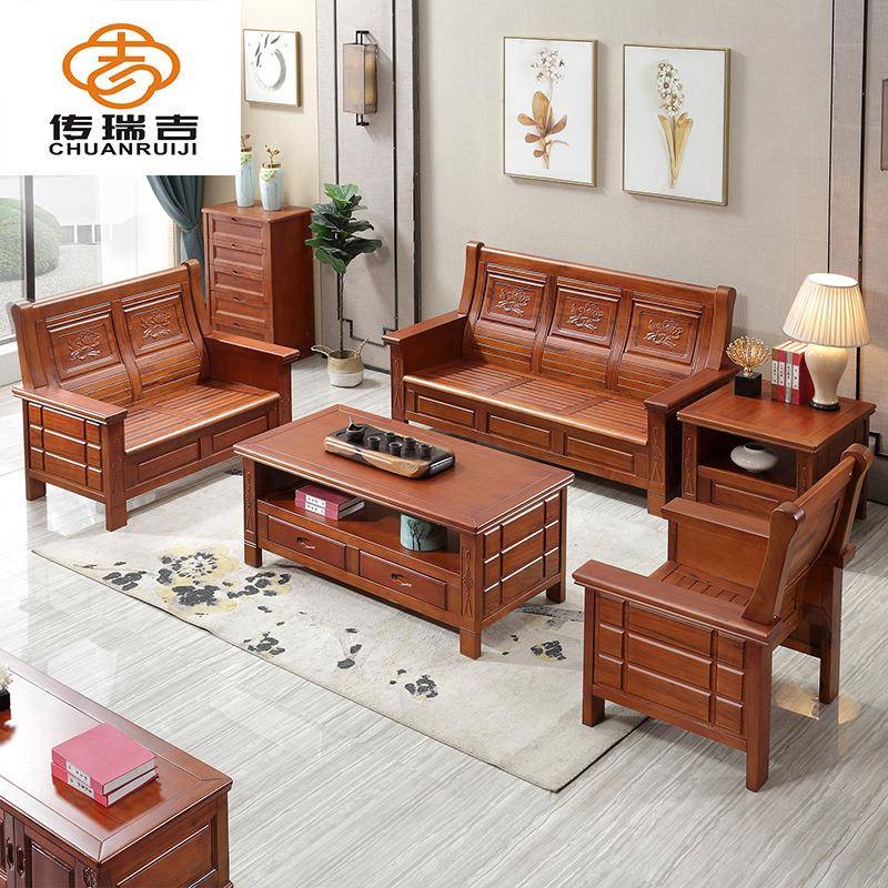 香樟木沙发组合客厅家具中式仿古雕花储物沙发全实木转角贵妃沙发