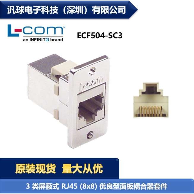 L-COM ECF504-SC3 3类屏蔽RJ45面板耦合器套件 连接器 现货