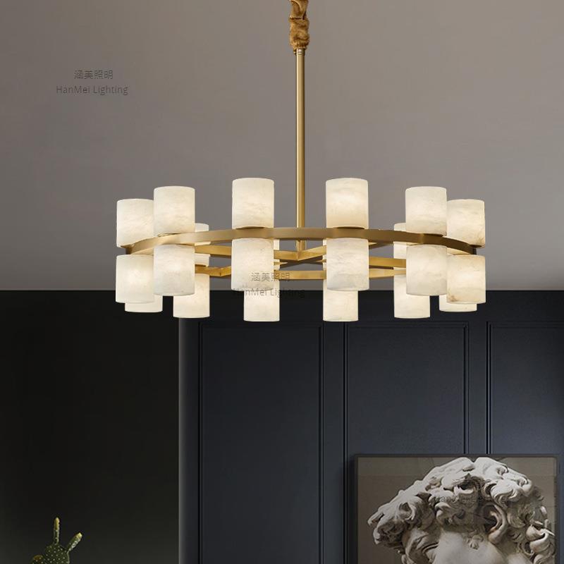 新中式轻奢天然云石全铜吊灯客厅茶室餐厅卧室现代简约家用灯