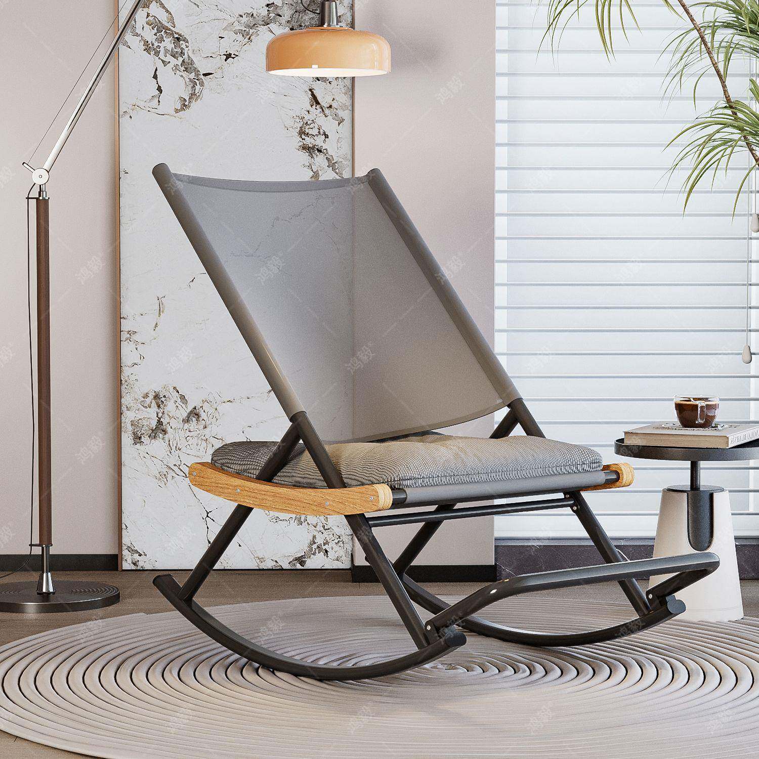 舒适摇摇椅午休椅可折叠脚踏躺椅家用阳台庭院休闲椅轻便夏日凉椅