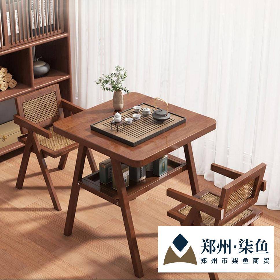 实木阳台茶桌椅组合简约洽谈桌网红一桌两椅小户型休闲藤椅三件套