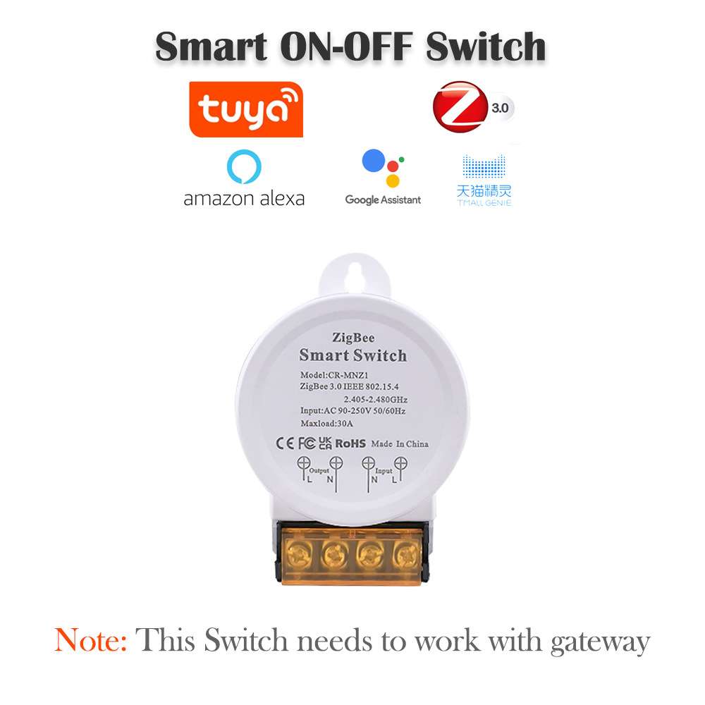 ZigBee大功率30A通断器智能开关Tuya App控制Google Home语音控制