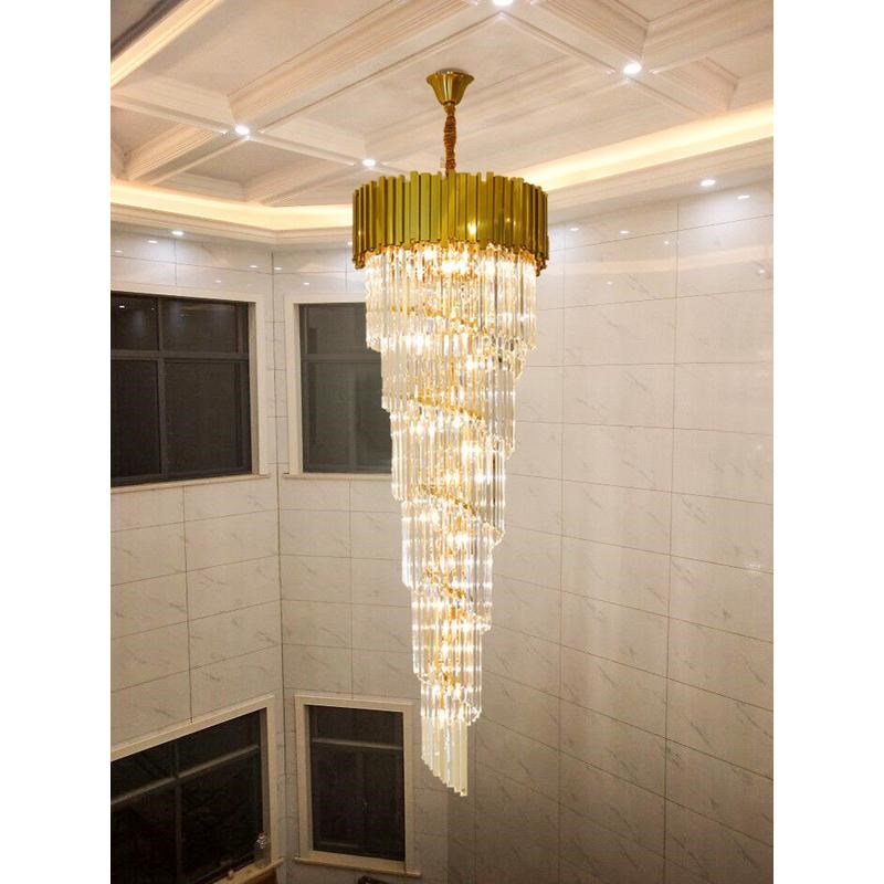 楼梯吊灯复式f楼梯间长吊灯现代轻奢别墅楼中楼客厅水晶大吊灯