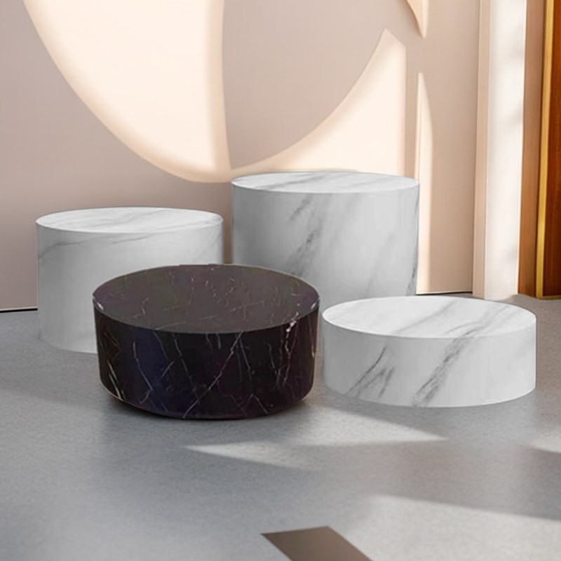 大理石底座圆形白色空心产品饰C品摆件拍摄道具展示台模特橱窗