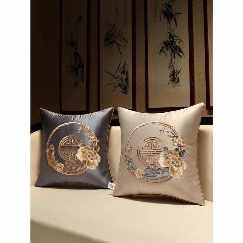 中式抱枕靠垫g中国风沙发客厅靠枕套护腰靠背垫大号办公室腰枕含