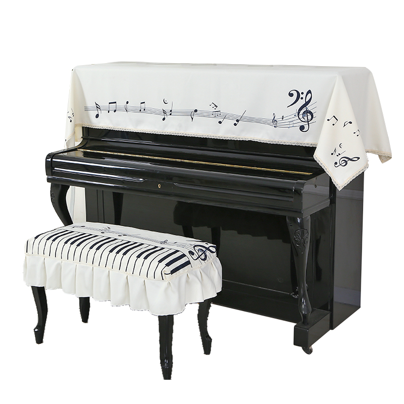 钢琴盖布电钢琴罩防尘罩印u花 北欧简约卡通电子琴罩W布艺钢琴凳