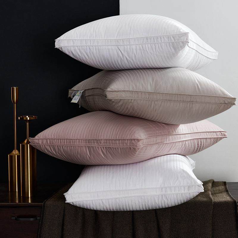 100支全棉枕芯缎纹立体三层羽绒枕纯色酒店枕头民宿家用厂家
