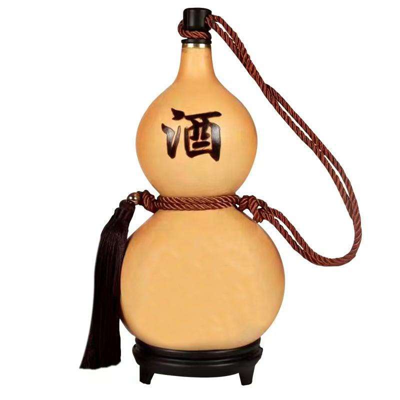 天然酒葫芦开口酒葫芦酒店酒吧茶室客栈装酒蜂蜡防渗水壶家居摆件