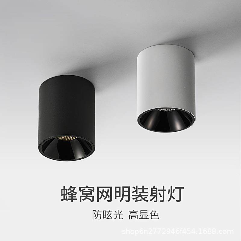 明装射灯小山丘家用客厅过道圆形聚光全光谱护眼筒灯商用可调光