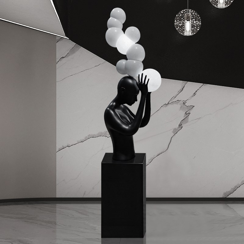 轻奢人物雕塑摆件马头装置艺术品售楼处酒店大堂橱U窗落地装饰摆