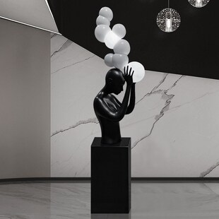 轻奢人物雕塑摆件马头装 饰摆 置艺术品售楼处酒店大堂橱U窗落地装