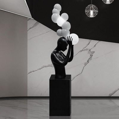 轻奢人物雕塑摆件马头装置艺术品售楼处酒店大堂橱U窗落地装饰摆