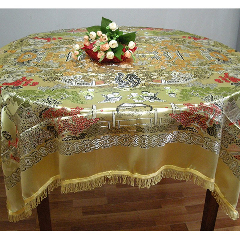 商务礼品古色古香 中式织锦v缎方桌圆桌桌布丝绸台布中国风景百
