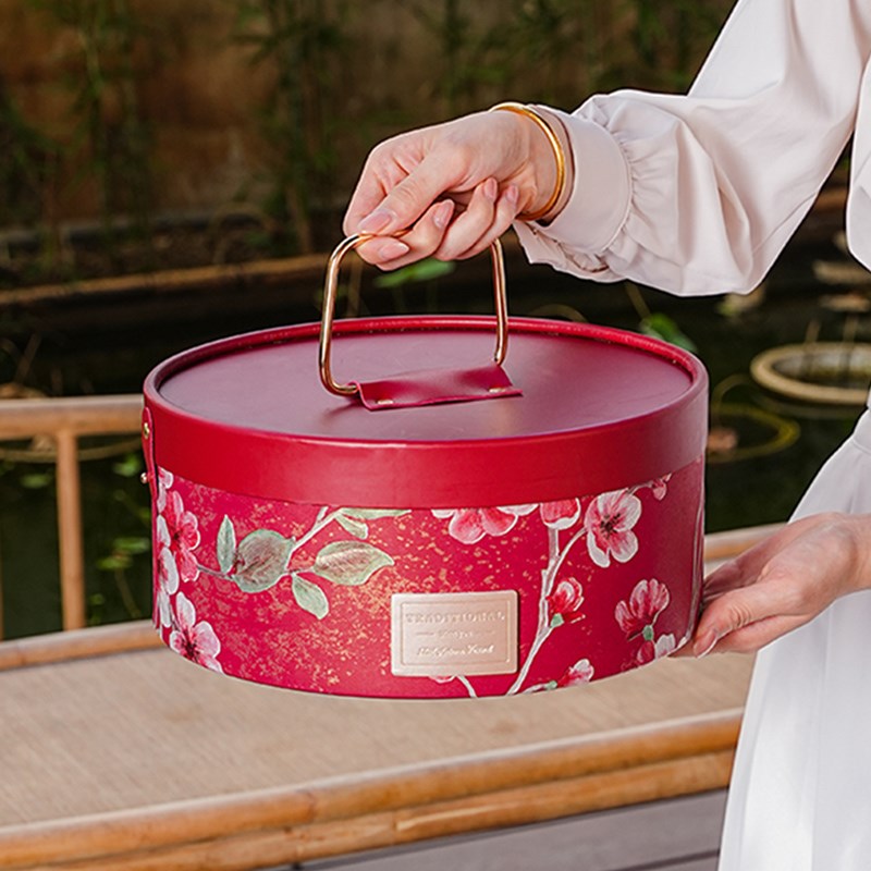 2025中秋节新款圆形月饼包装盒空盒礼E品手提高端创意礼盒LOGO定