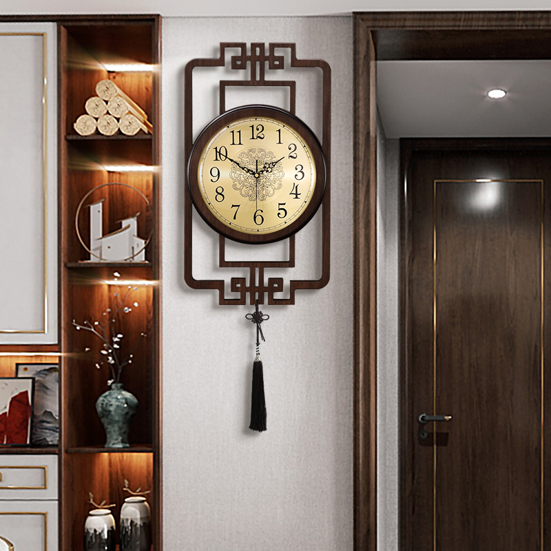 中式挂钟客厅家用大气时尚简约个性时钟挂墙钟表S静音中国风石英