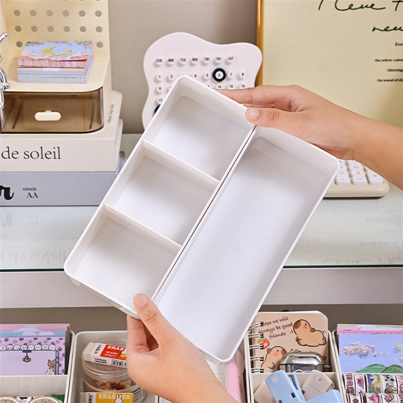 文具收纳盒办公桌上整理分隔盒书桌抽屉式内置杂T物笔分格置物隔