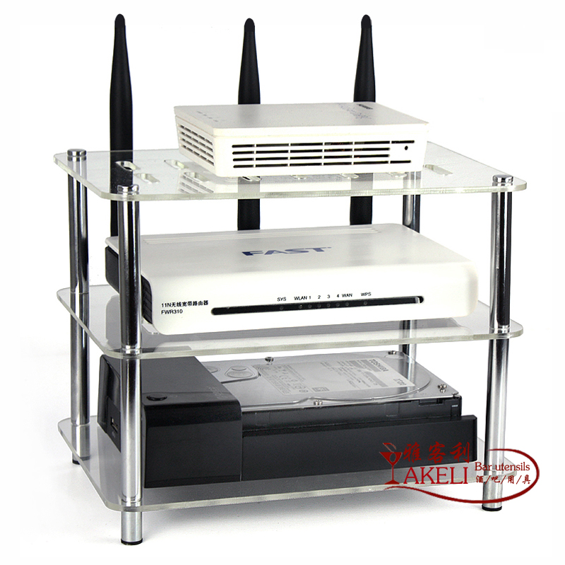 亚克力材b质三层无线路由器ADSL光猫IPTV机顶盒散热架置物架收纳