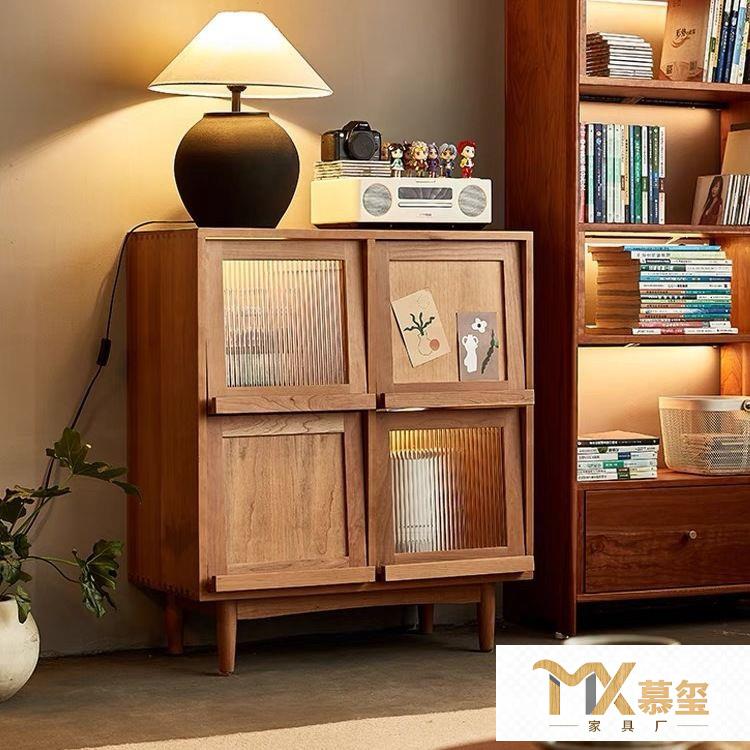简约复古实木书柜客厅沙发边柜杂志柜卧室收纳柜储物柜厨房餐台柜