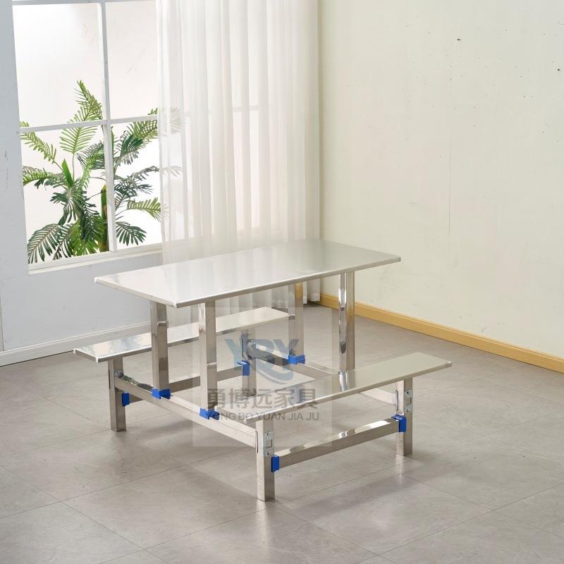 学校食堂餐桌学生员工不锈钢餐桌椅4人6人8人玻璃钢餐桌椅组合