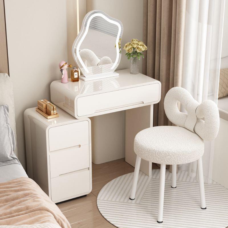 实木烤漆小户型梳妆台卧室60cm现代简约奶油风主卧斗柜一体化妆桌