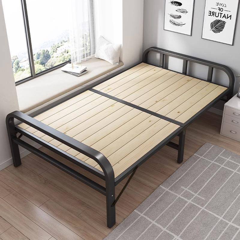 折叠床单人实木床板家用成人简易床加固折叠铁床一米二小床双人床